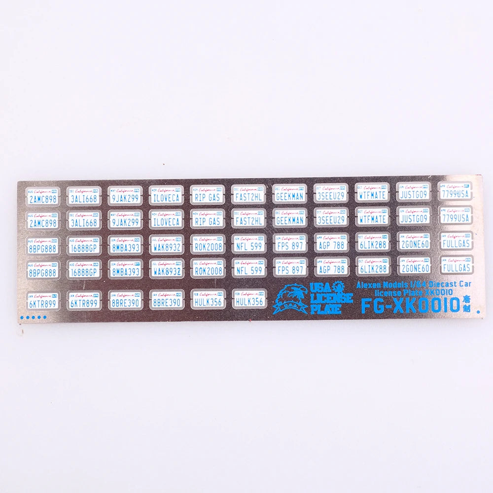1:64 Alloy Car Model Alexen XK0001-XK0023 Metal License Plate Number Plate 1/64 Model Accessories Making Tools Hobbyist DIY