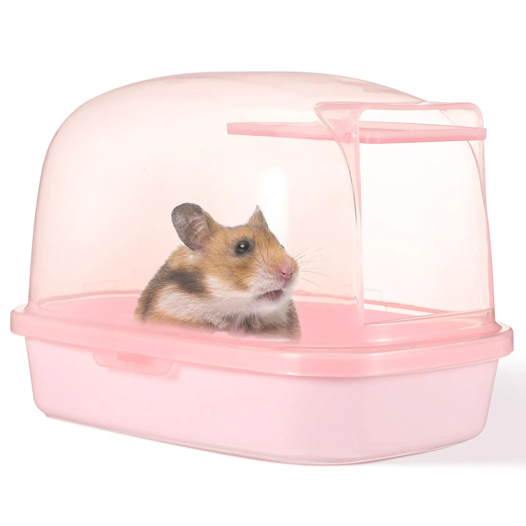 Plastic Hamster Sand Bath Box Sturdy Transparent Bath Basin for Small Pets Chinchilla Gerbil Guinea Pig Indoor Cage Accessory