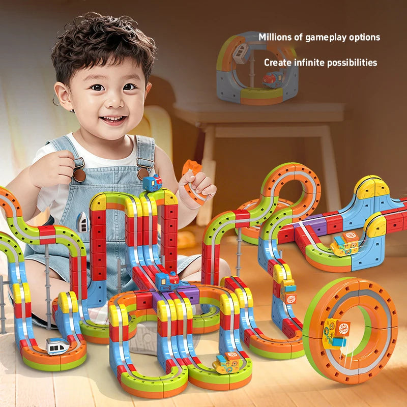 DIY Latest Educational Toys Assembly Magic Track Train Set Children's Toys Non-remote Control Rail Car Gift Box Christmas Gifts