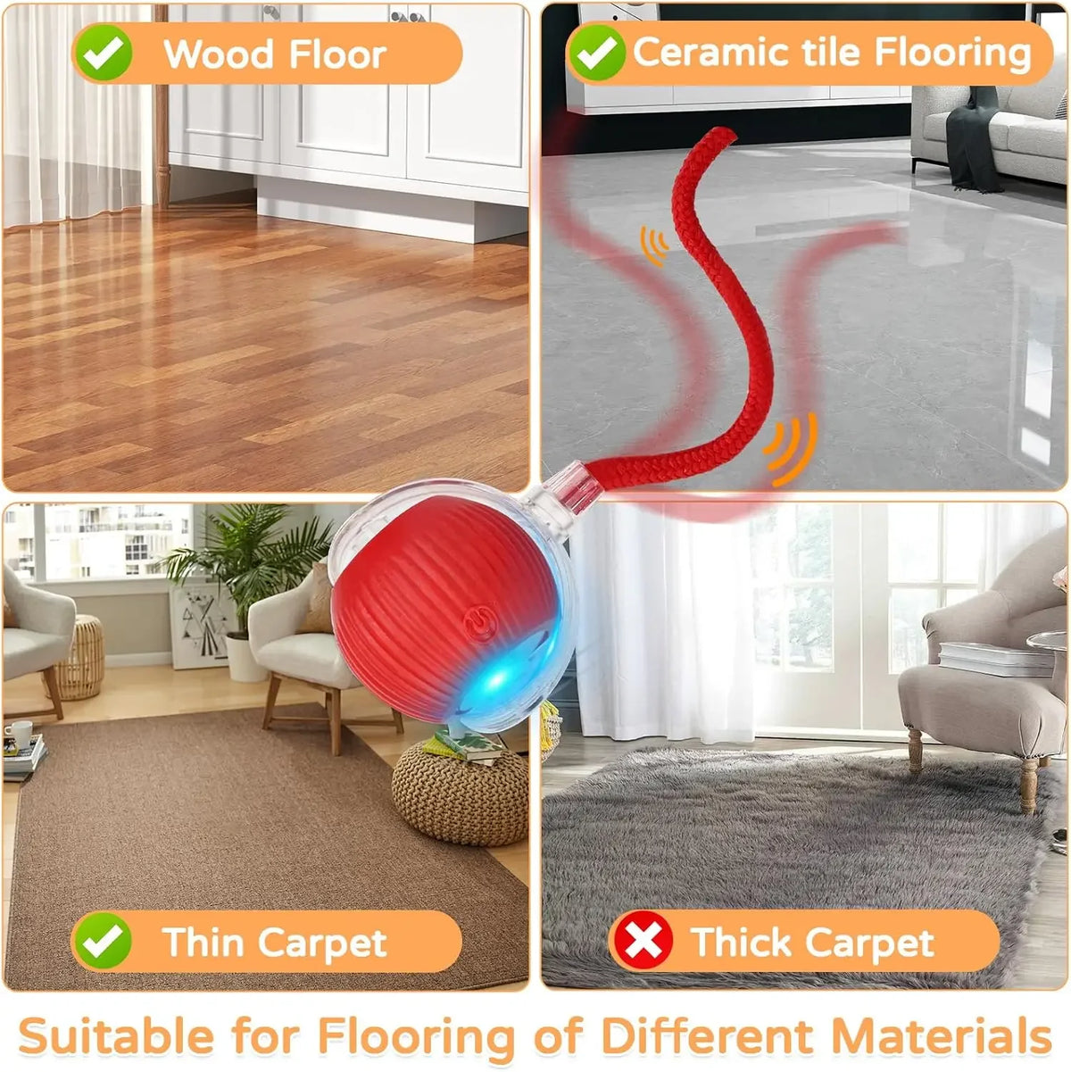 New Cat Interactive Ball Toy Automatic Rolling Ball Faux Tail Rechargeable Smart Pet Electric Toy Dog Cat Training Imitate Mouse