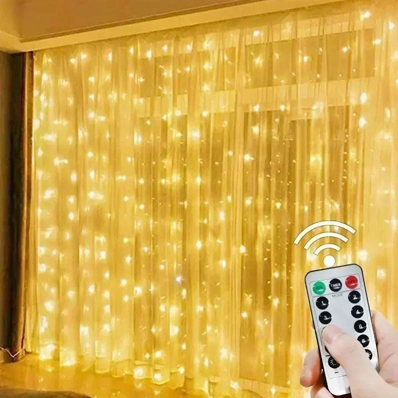 1pc 6x3/3x3/3x2/3x1m USB LED Curtain String Lights Bedroom Christmas Garland Fairy Lamp Wedding Party Home Decoration Lighting