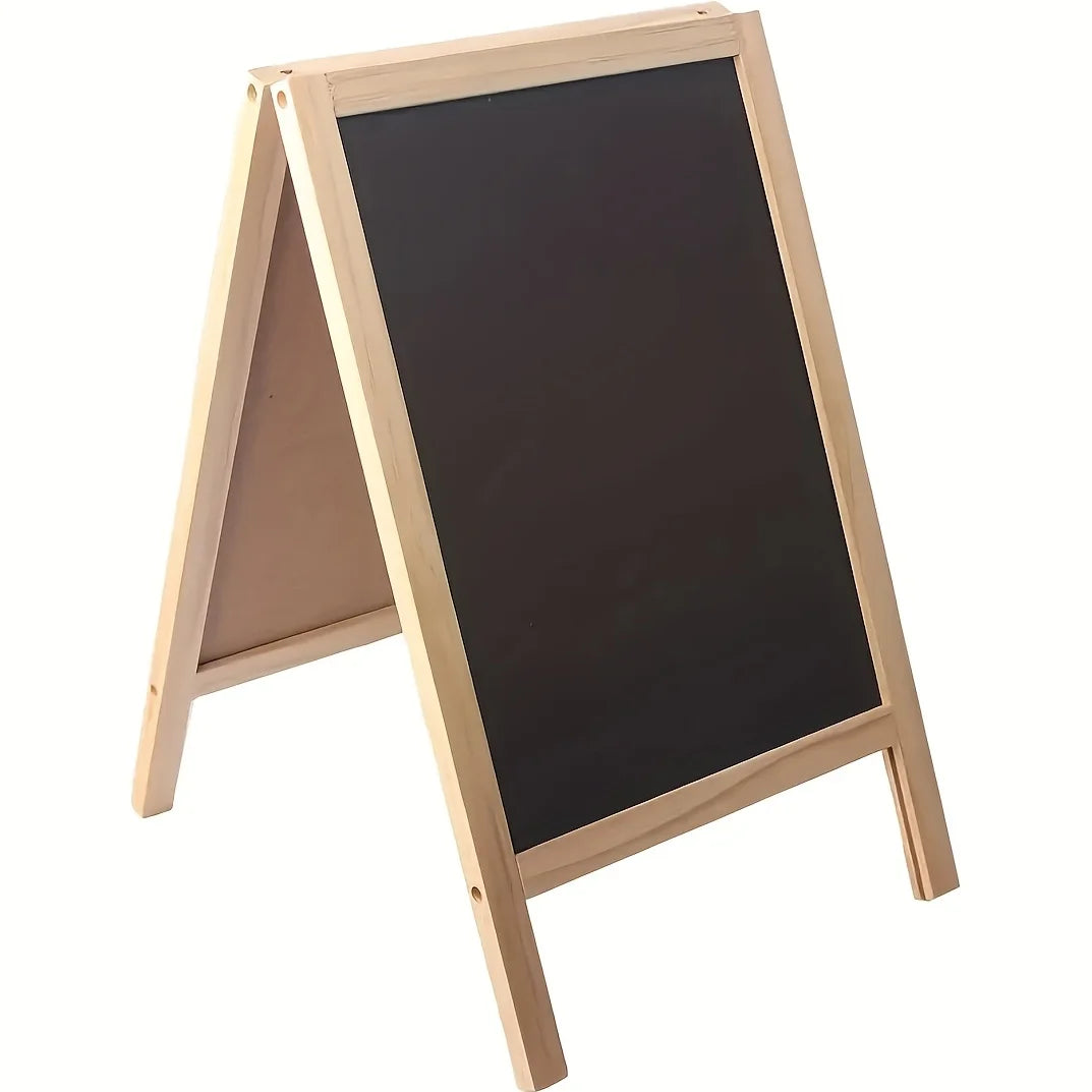 1pc Double-sided Foldable Advertising Drawing Board, Erasable Teaching Chalkboard, Wood Frame Blackboard, Dry Erase Whiteboard