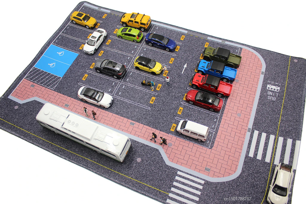 1:64 Scale Parking Road Garage Football Field Toy Mat Mouse Pad For Diecast Car Model Dolls Scene Display