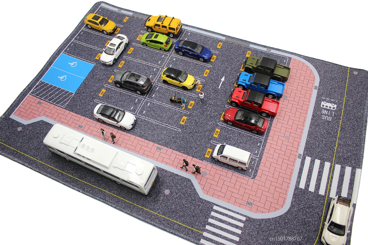 1:64 Scale Parking Road Garage Football Field Toy Mat Mouse Pad For Diecast Car Model Dolls Scene Display