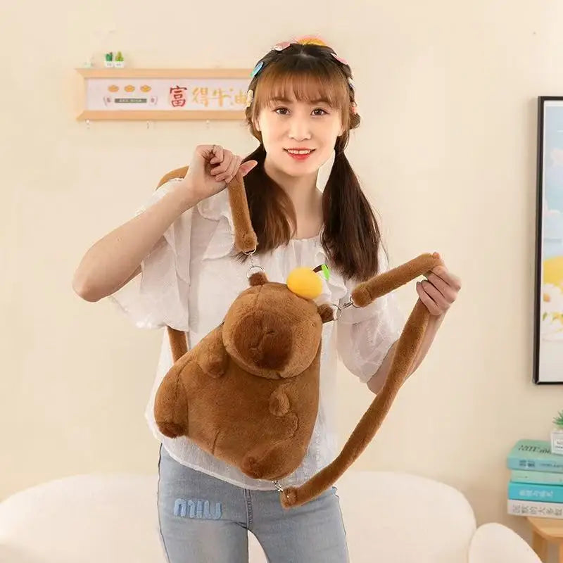 Cute Soft Plush Capybara Backpack Girl Fashionable Crossbody Bag for Women Kawaii Shoulder Bag for Children Gifts for Girlfriend
