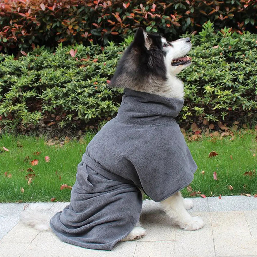 Super Absorbent Dog Bath Robe Microfiber Pet Towel Dries Wet Dogs in 2 Minutes Adjustable Collar Design for Cats Dogs Size M