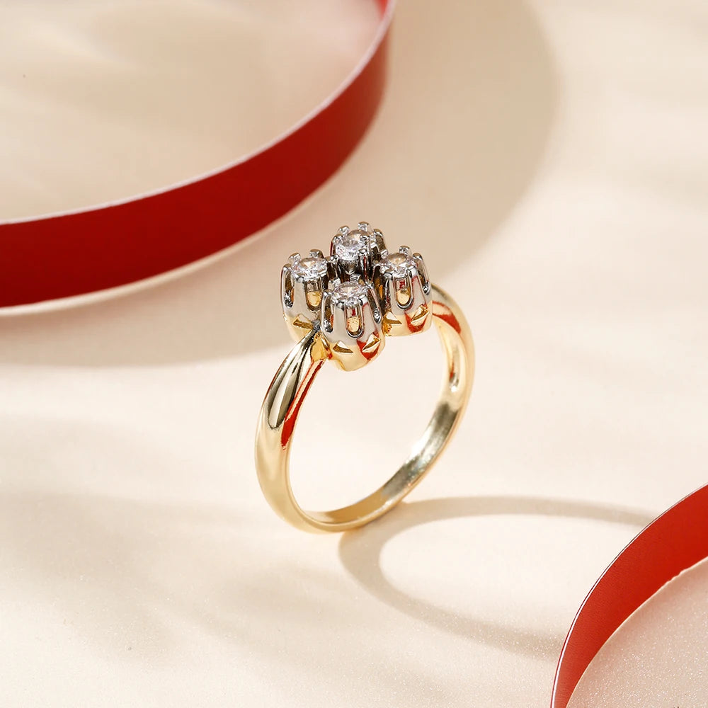 Simple and Exquisite Inlaid Zircon Two-Tone Jewelry Set Copper Plated 14K Gold Fashion Jewelry Birthday Party Wedding Souvenir