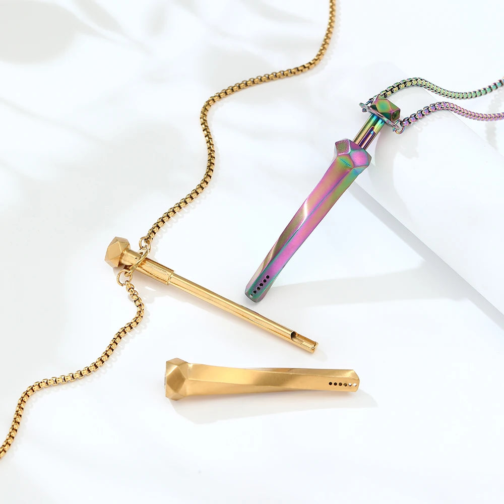 Geometric Cut Breathing Necklace: 2-in-1 Spring Telescopic Straw for Anxiety Relief, Stress Relief & Mindfulness
