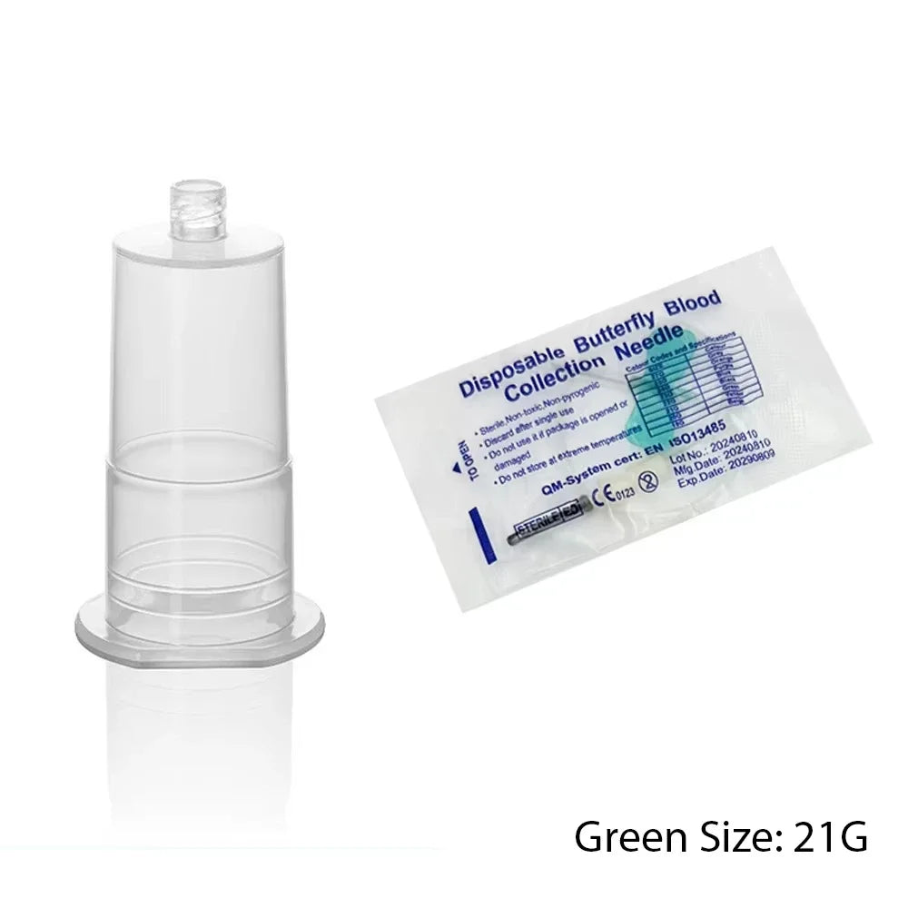 100/batch Pet Safety Blood Collection Set, Disposable Butterfly Wing Needle+Plastic Vacuum Needle Holder For Veterinary Use