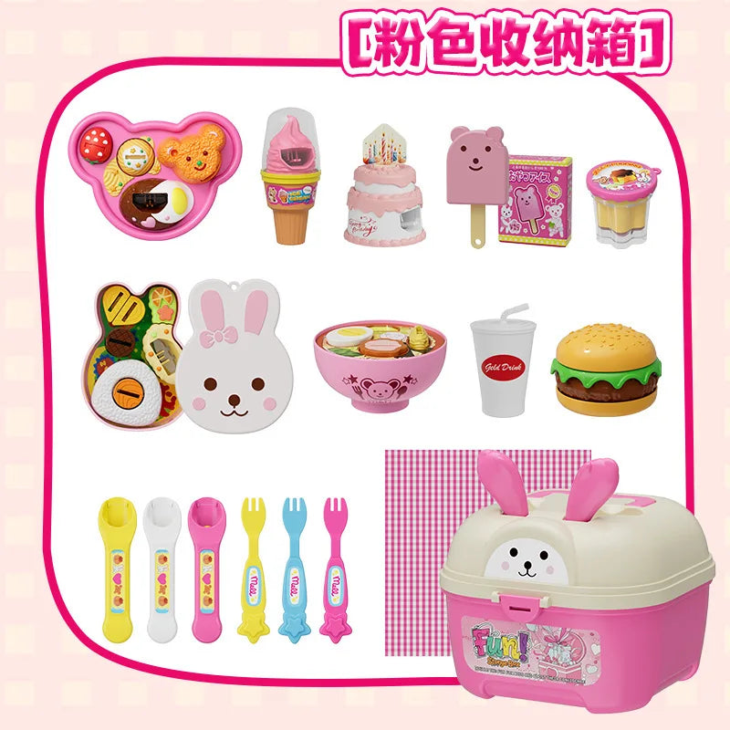 Little Bear Shape Pudding Feeding Set Pretend Play Early Education Lunch Box Pudding Toy Simulation Model Play House Toys Gifts