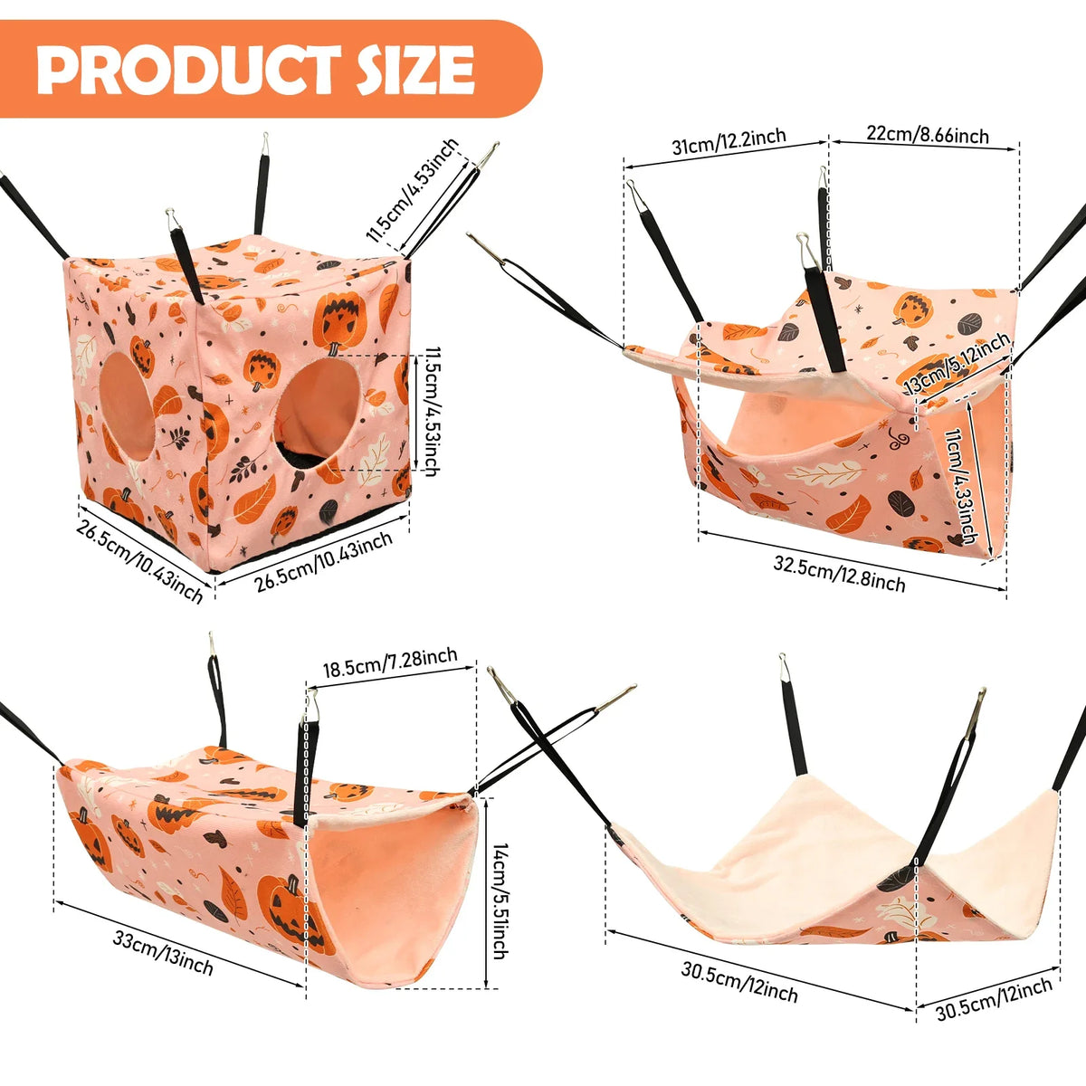 4Pcs Hamster Hammock Soft Cozy Rodent Hamster Bed Hanging Rat Cage Accessories Adjustable Ferret Hanging Nest Swing Pet Supplies