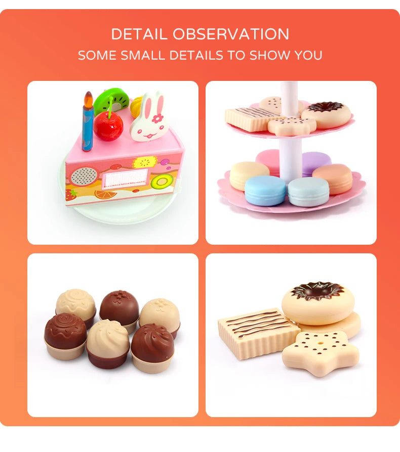 Girl Toy Cake DIY Minature Food Tea Set Simulation Pretend Play Kitchen Kid Cut Game Education Children Toys For 3 Year Birthday