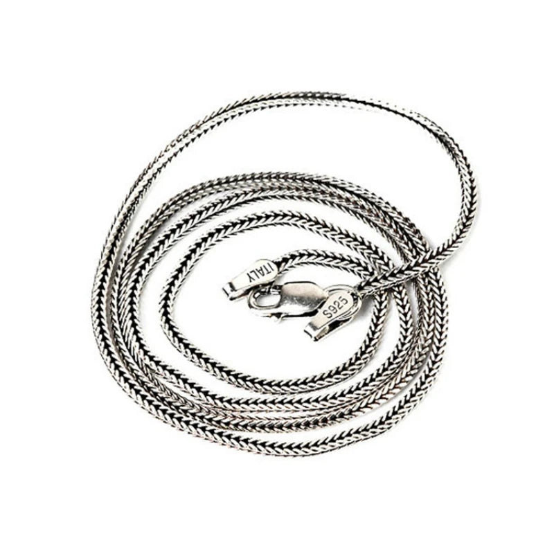 Pure Silver Jewelry Wholesale S925 Pure Silver Fox Tail Sweater Chain For Men And Women Vintage Style Thick Chain 3.0mm Necklace