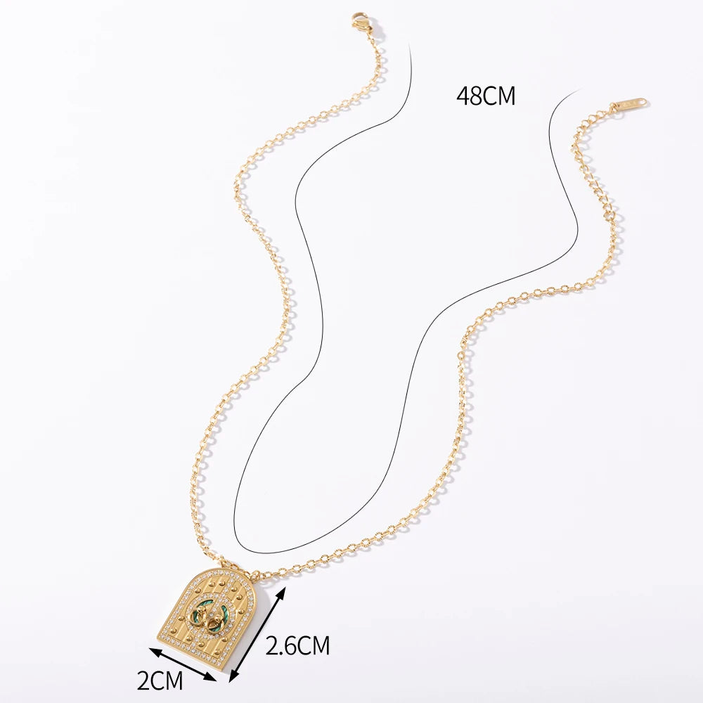 2025 Vintage Simple Colored Heart Tarot Pendant Necklace Fashionable Geometric Jewelry Anniversary stainless steel for Women