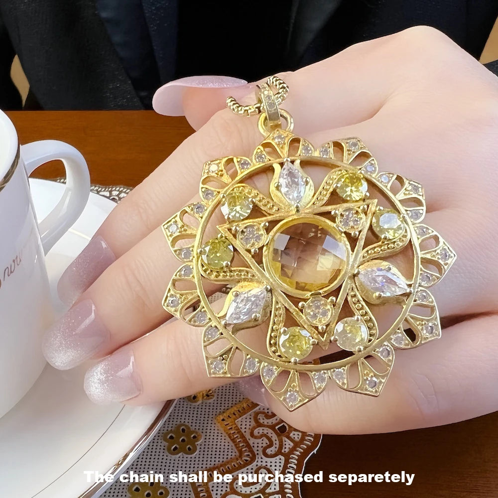 Pendant Sun Star CZ Pave Summer Winter New 925 Sterling Silver Fine Jewelry Europe Style Accessories Gift For Men Woman