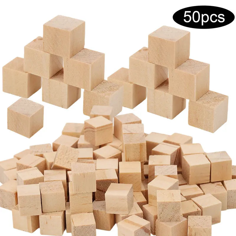Square Small Wooden Block Model, Solid Wood DIY Handmade Wooden Block Assembly, Children's Baby Puzzle Toy Decor Handcraft Arts