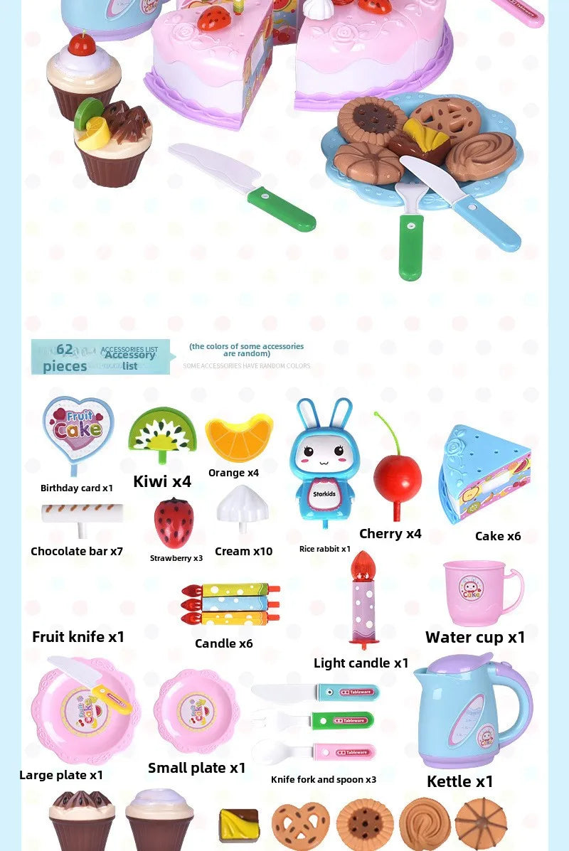 Children Pretend Cake Goodies Play Simulated Kitchen Toys Plastic Cutting Food Kids Toy Object Cognition Boys Girl Birthday Gift