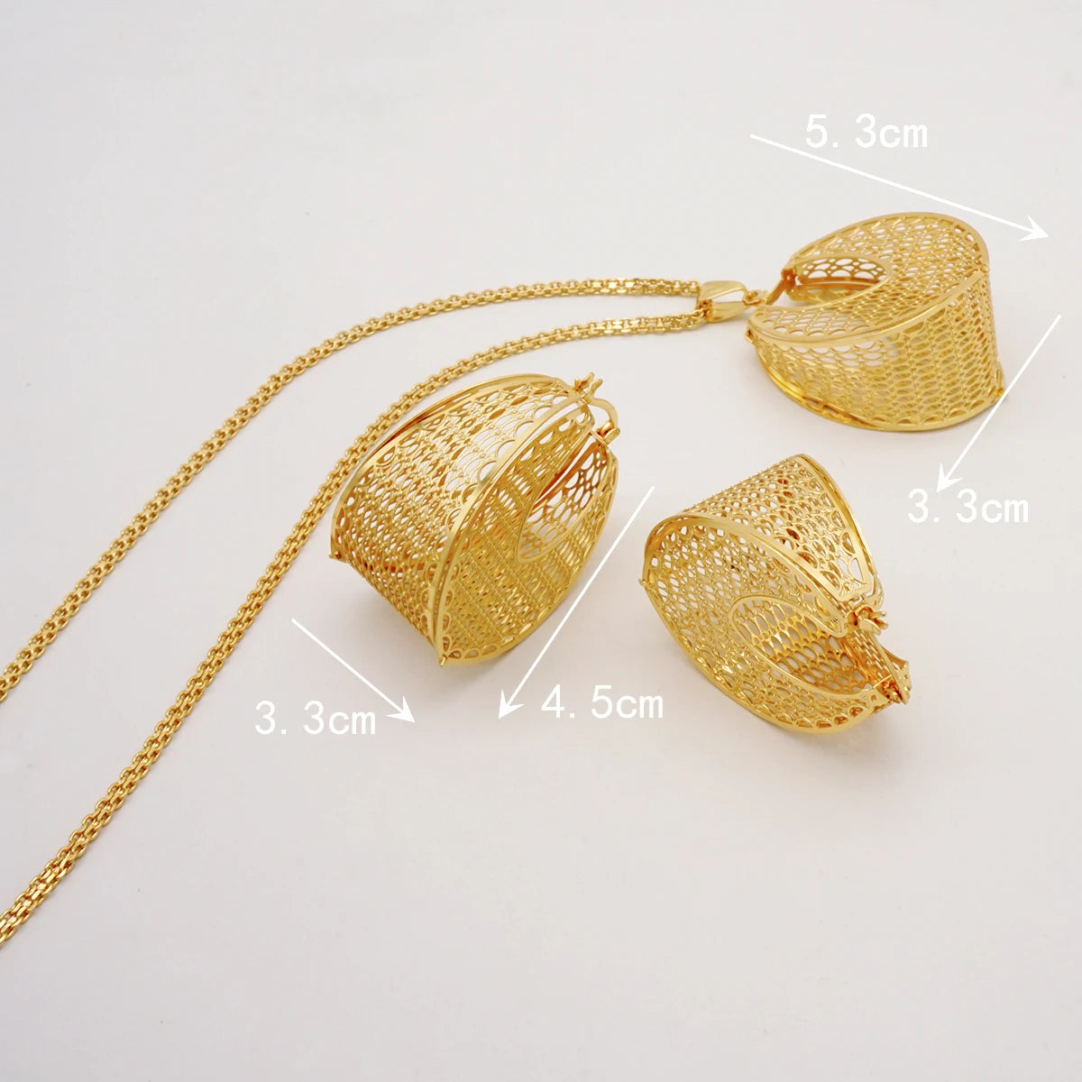 Fashion Dubai Jewelry Sets Gold Color Pendant Copper Classic Earrings Necklace For Women Daily Wear Party Anniversary Gifts