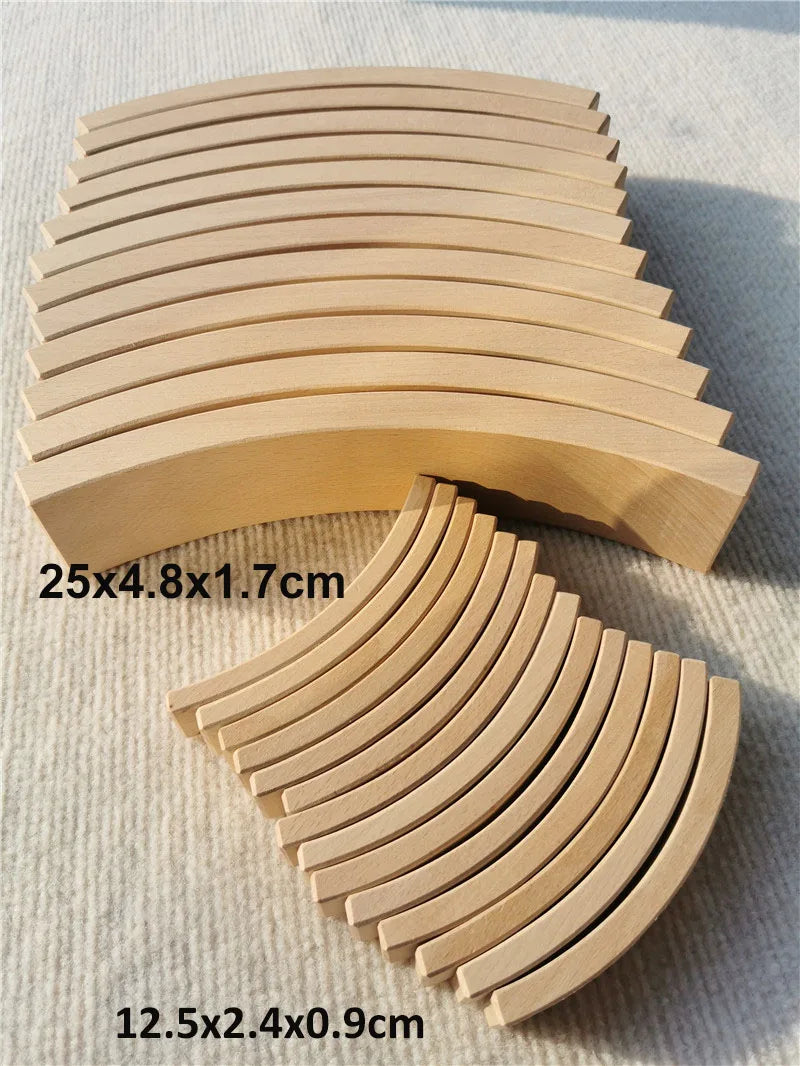 New Beech Wood Arch Stacking Blocks Rainbow Bending Wooden Building Timber Toys Set for Kids Creative Play