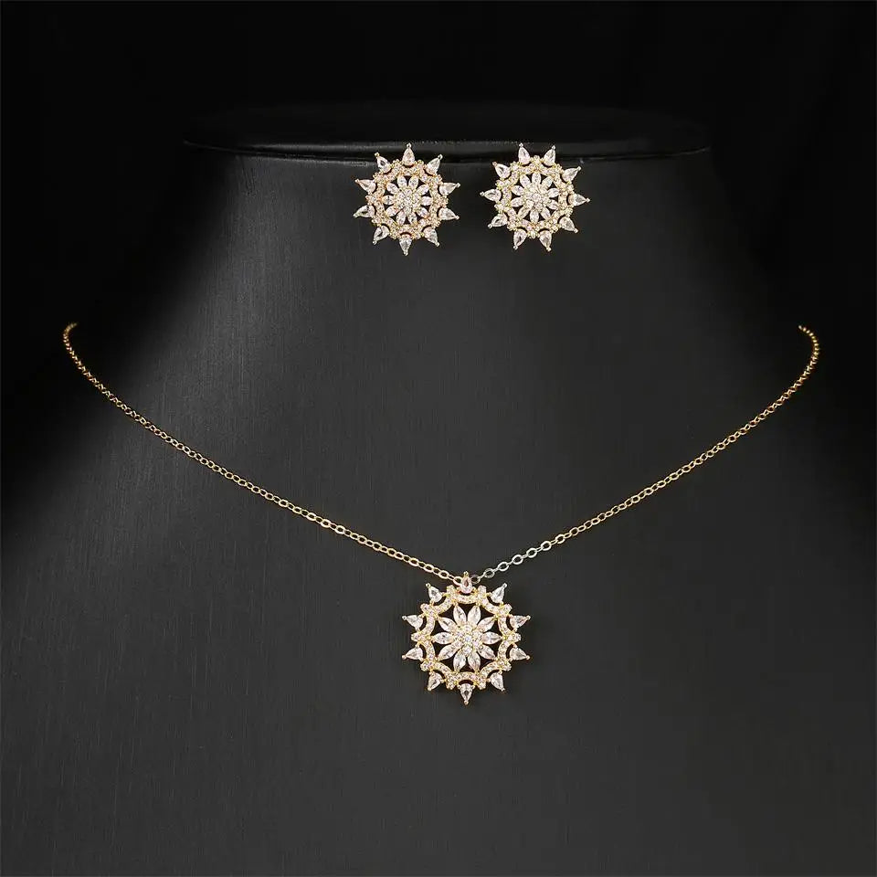 ZAKOL Luxury Retro Micro-set Zircon Women's Necklace Earrings Two-piece Set Temperament Elegant Charm Wedding Party Jewelry Sets