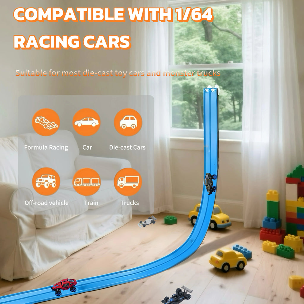DIY Dual Flexible Track Car Racing Set with 498cm PVC Soft Race Track and 4 Sliding Cars Educational Toys Gift for Children Game