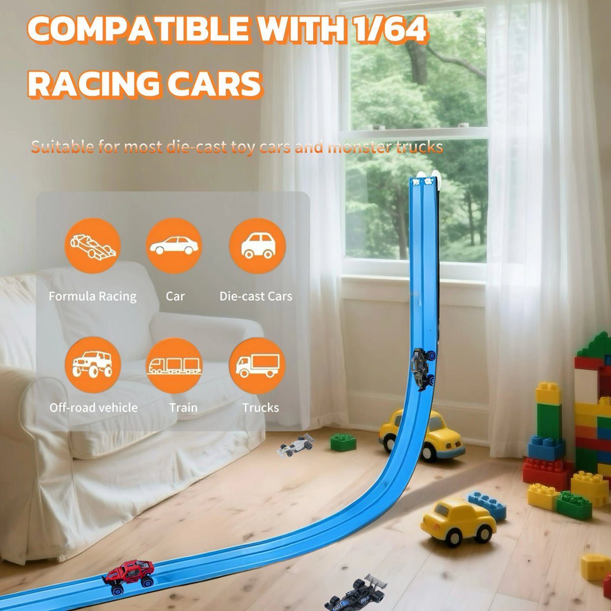 DIY Dual Flexible Track Car Racing Set with 498cm PVC Soft Race Track and 4 Sliding Cars Educational Toys Gift for Children Game