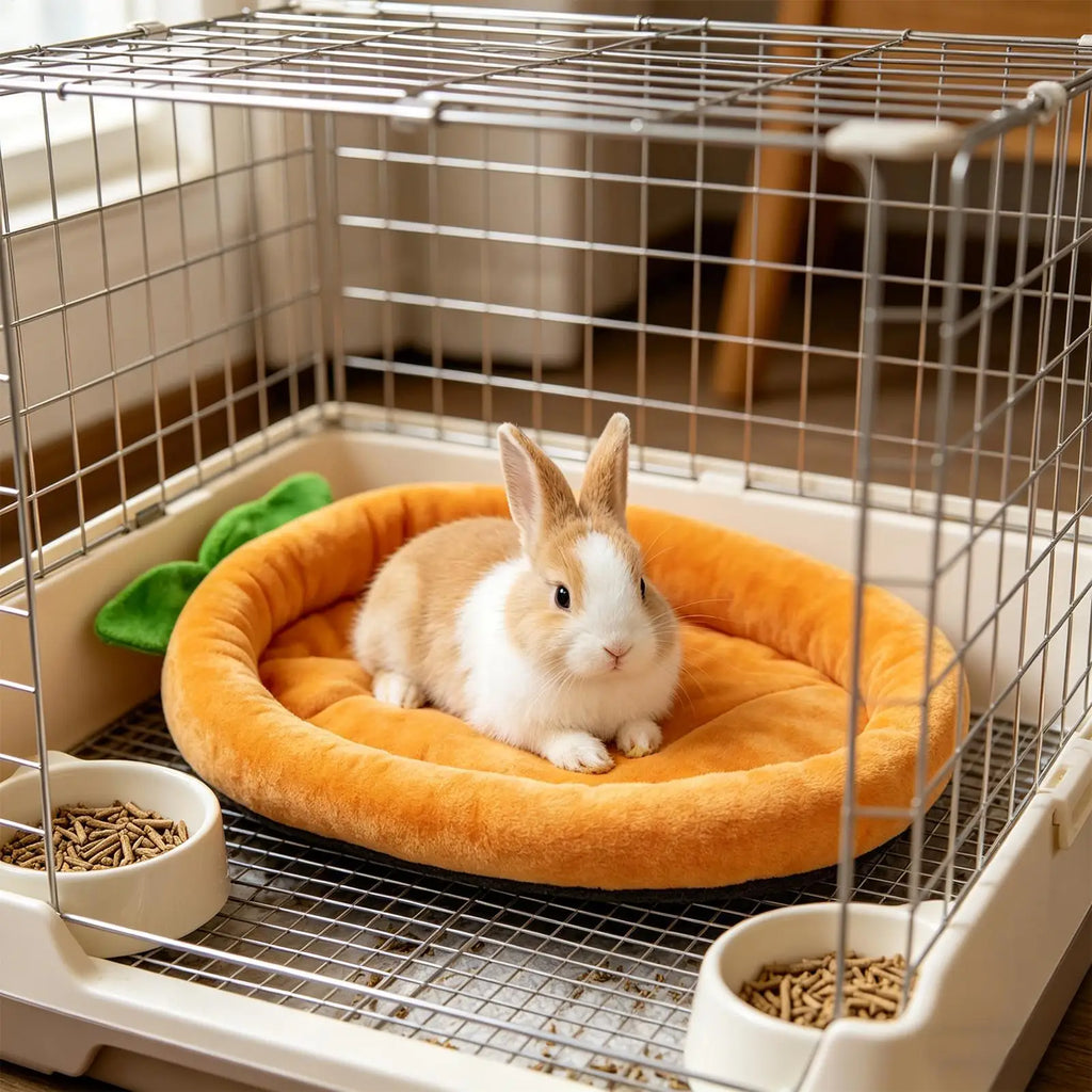 Warm Carrot Shaped Bunny Mat Soft Breathable Cute Sofa Mat for Pet Small Animal Hamster Bunny Puppy Kitty Sleeping Bed Mat