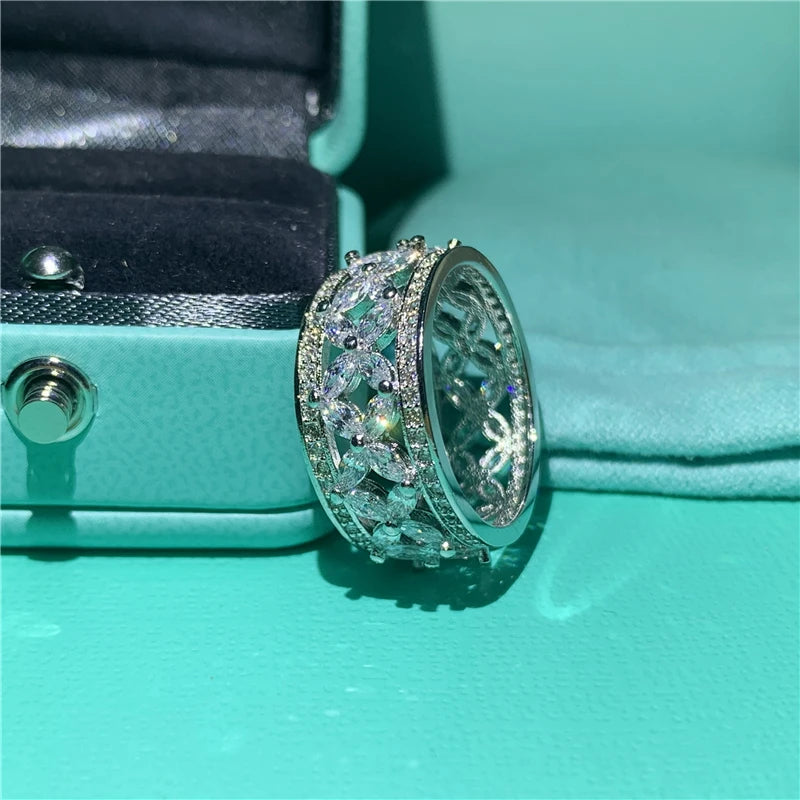infinity ring S925 Sterling Silver Micro pave Moissanite Engagement Wedding Band Rings for women Party Jewelry