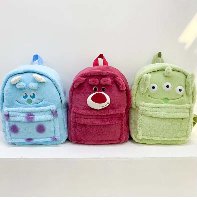 New Lotso Alien Cartoon Funny Plush Backpack Students Large Capacity Bag Girls Casual Soft Stuffed Schoolbag Lightening Bag