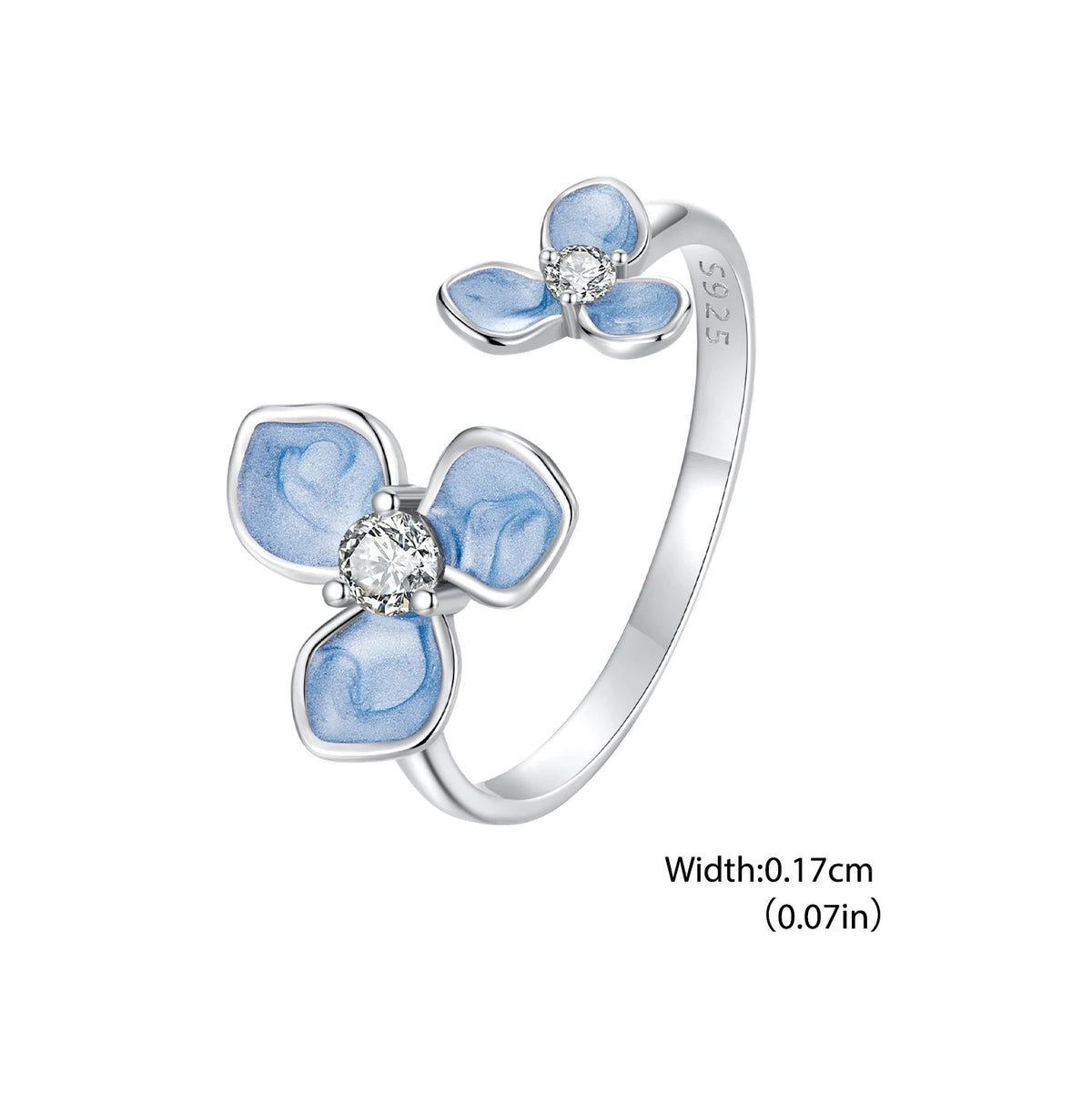 Bamoer 925 Sterling Silver Original Blue Butterfly Ring Lilac Flower Earrings for Women Jewelry Set Anniversary Engagement Gift