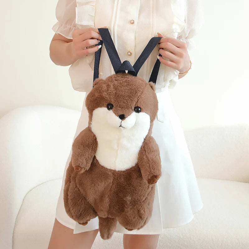50cm Sea Otter Plush Backpack Cartoon Cute  Plush Toy Soft Stuffed Animal Shoulder Bag for Kids Girls Birthday Gifts