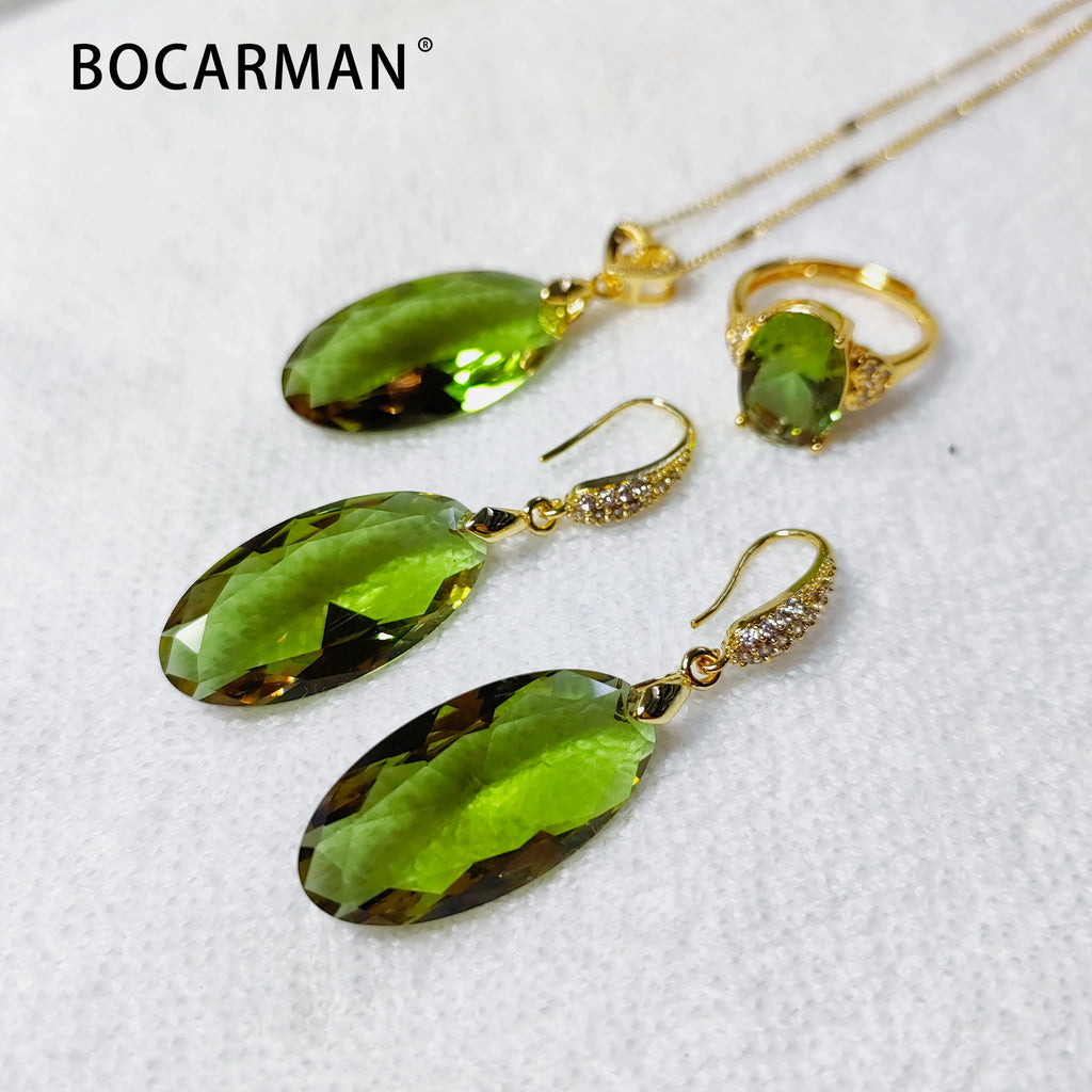 BOCARMAN Synthetic Zultanite Color Changing Pendant Necklace for Women Elongated Oval Cut Gemstone Light Sensitive Statement