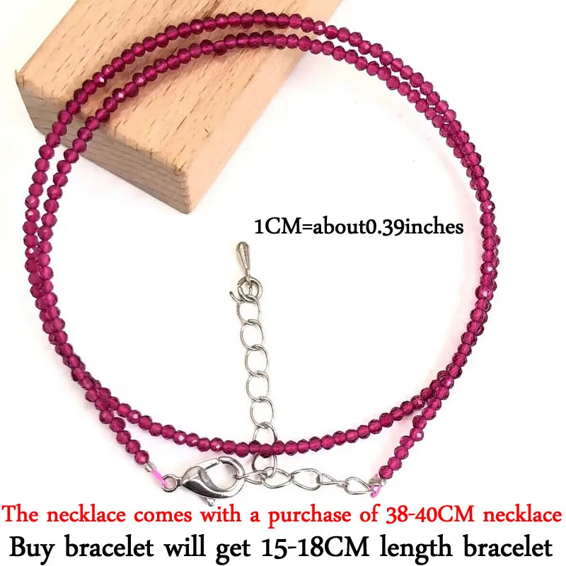 2024 New Boho 2mm Natural Stone Crystal quartz Necklace Bracelet Small Chain Ladies Fashion Accessories Charm Jewelry Accessorie