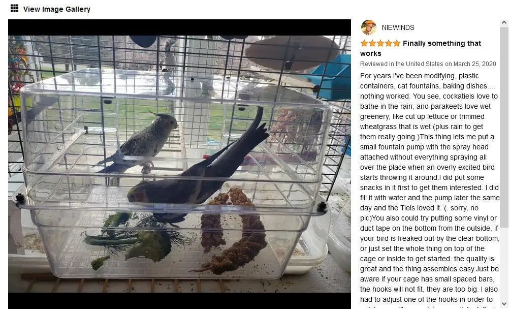 Colorday Large Fully Transparent Bird Bath for Cage, Parrot Shower for Birds Bathtub Swimming Pool Box Supplies Accessories