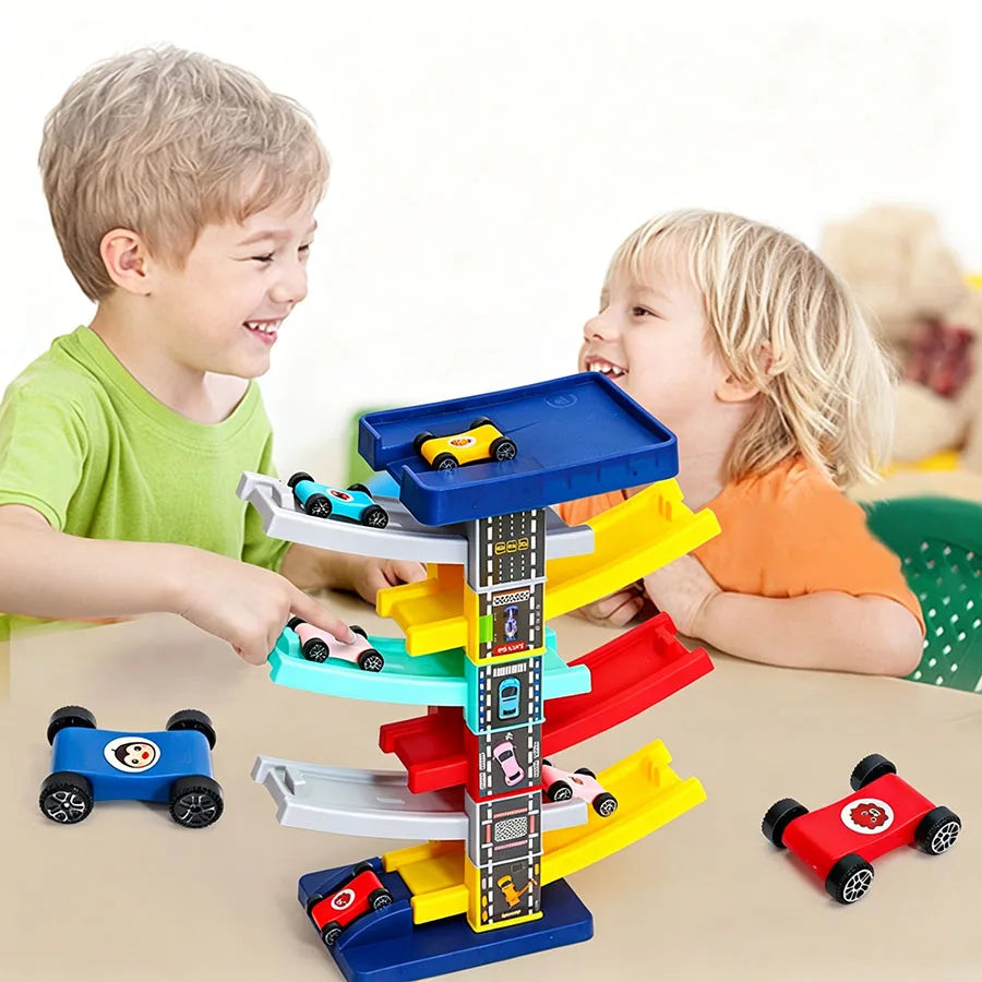 Baby Toys Children's Gliding Track Car Mini Car Inertia Girl Kids 3-Year-Old Boy Toy Multi Layer Cartoon Puzzle Slide Car Toys