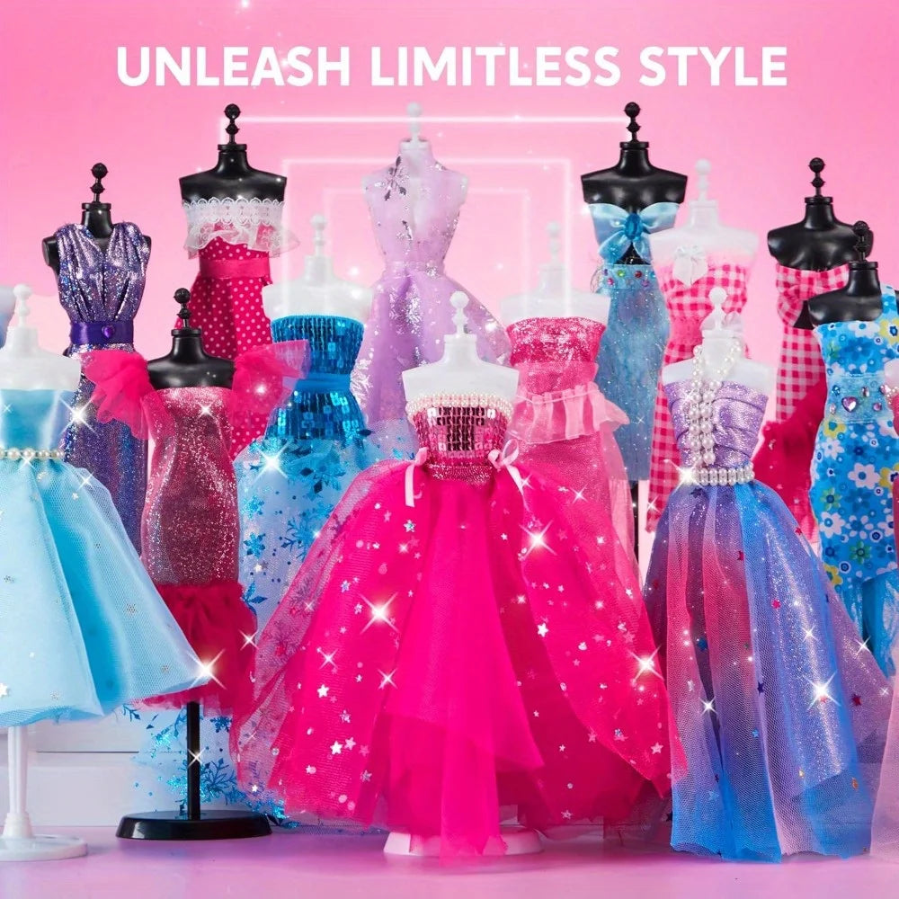 JOYFY 400+PCS Fashion Design Crafts for Kids Art and Crafts DIY Sewing Kits with 3 Mannequins for Girls Aged 8-12 Birthday Gift