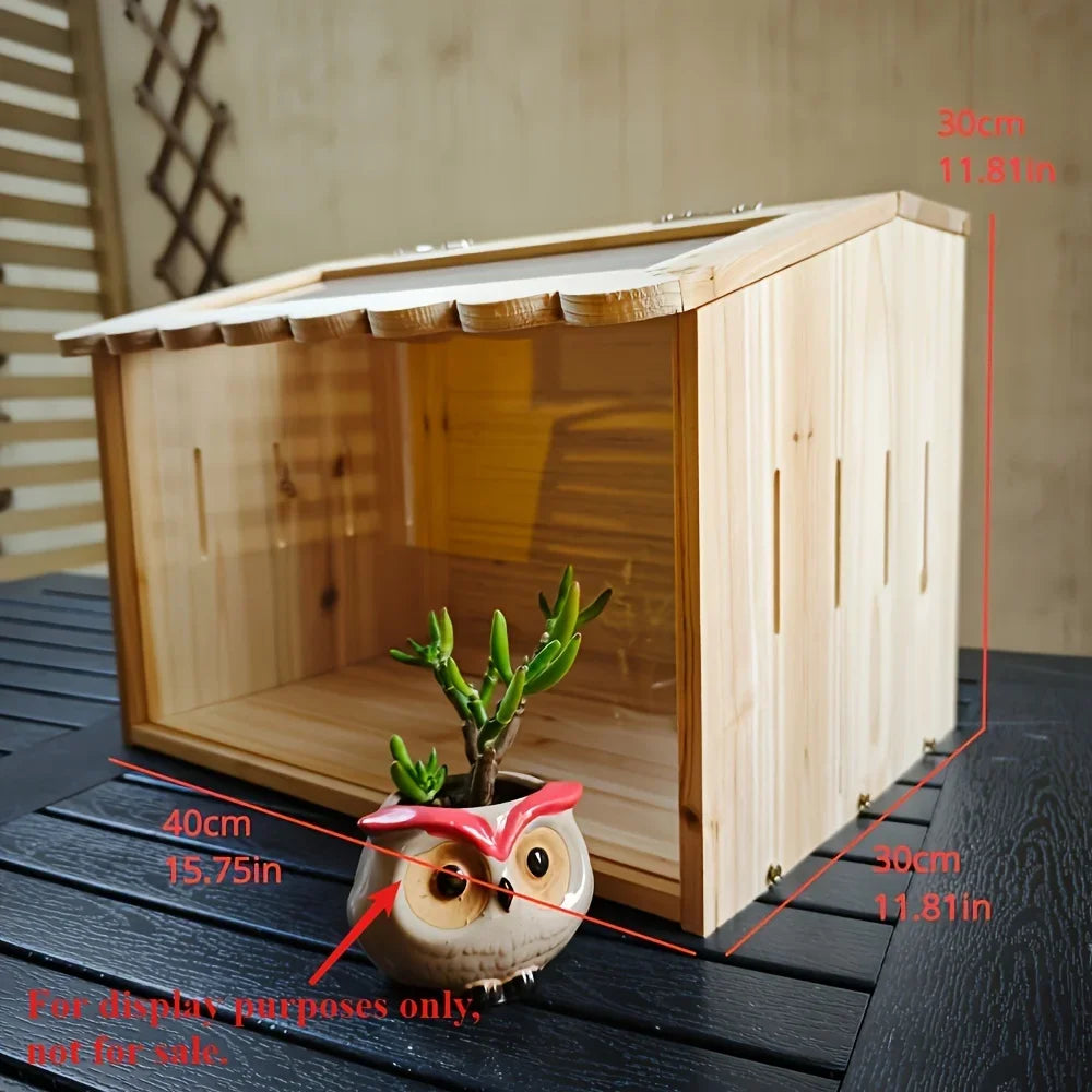 Small Pet Feeding Box, Insulated Hamster Villa for Mice Reptiles Hedgehogs, Multi-Function Climbing Habitat (Cage Only)