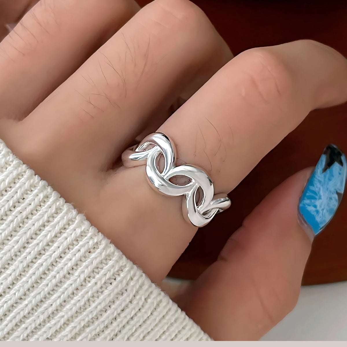 925 Sterling Silver Rings for Women Couple Minimalist Handmade Simple BIg Ring Party Jewelry Gift Prevent Allergy