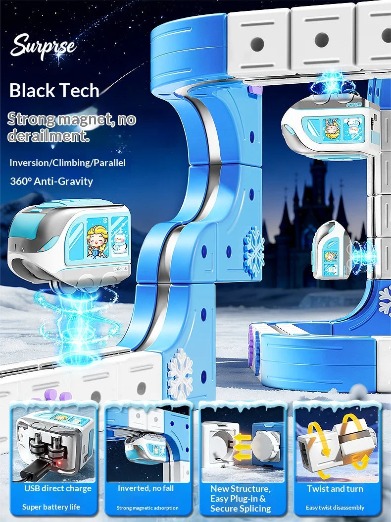 Magnetic Race Track Building Blocks Set DIY Assembled Castle Track Car Toy Creative Magnetic Track Vehicle Construction Kit