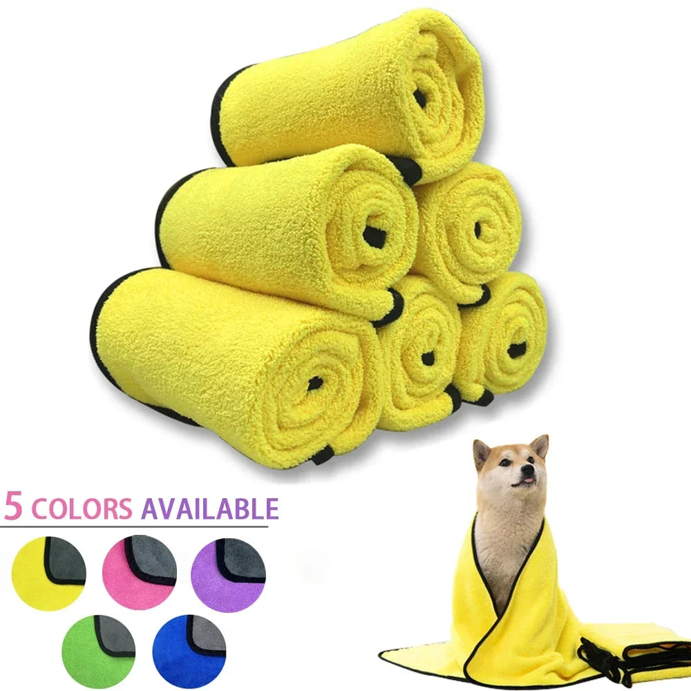 2 in 1 Pet Bathrobe and Towel Super Absorbent Wearable Drying Robe for Dogs Cats After Bath Fast Dry and Warm Grooming Essential