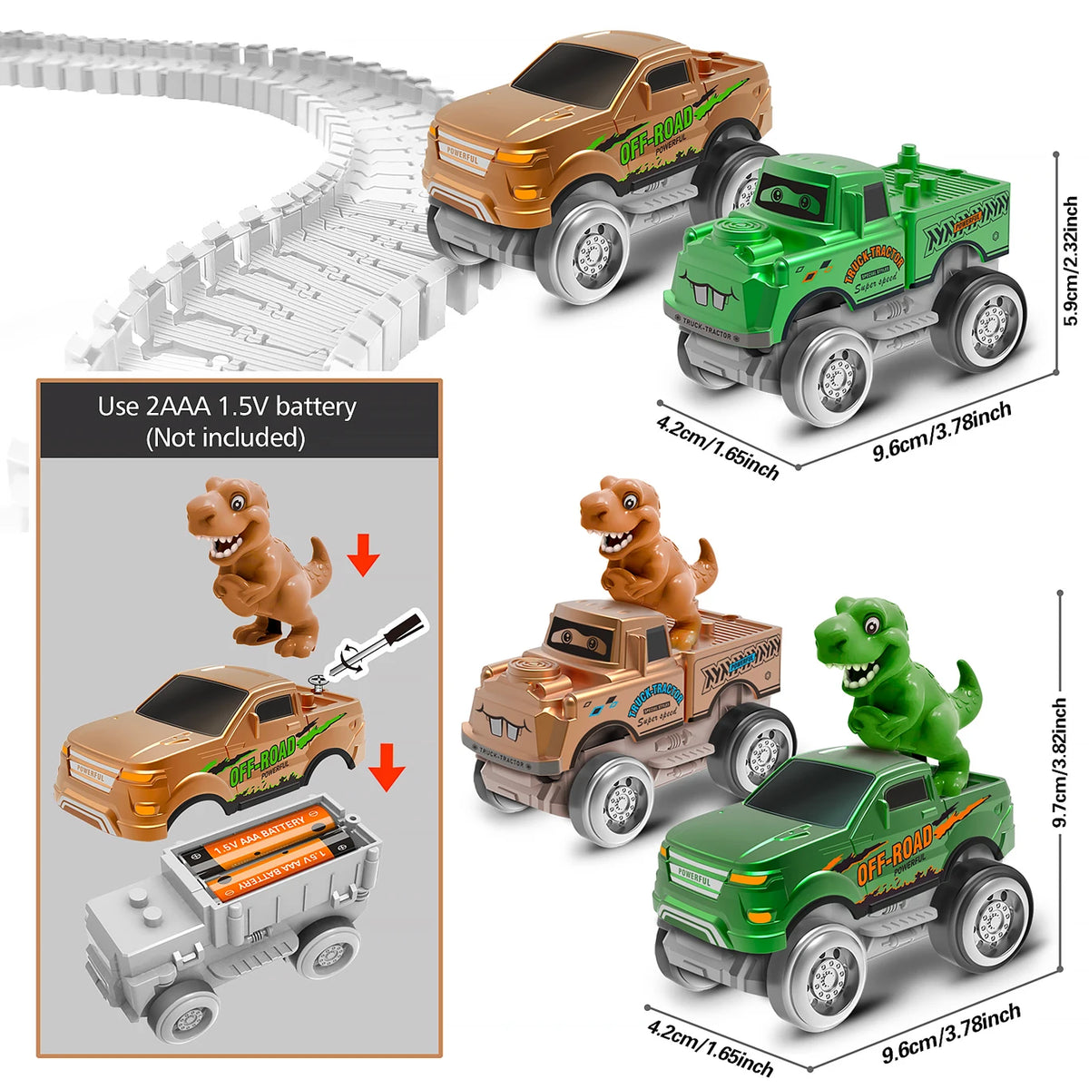 Tracks Cars Compatible Glow in the Dark LED Flashing Light Toy Cars Set for Most Race Tracks - Light up Cars for Kids