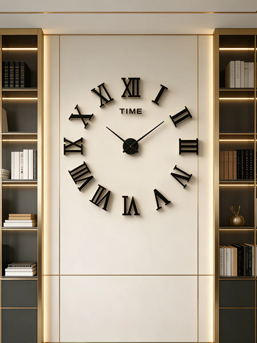 2D/3D Large Roman Numeral Acrylic Mirror Wall Clock Sticker Fashion DIY Quartz Clocks Watch Home Decoration Living Room Stickers