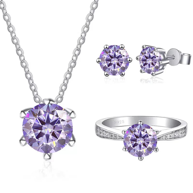 JoyceJelly Moissanite Jewelry Set With 1CT D Color VVS 3EX moissanite stone pass diamond test Wedding Luxury Fine Jewelry gift