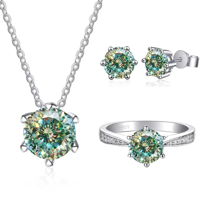 JoyceJelly Moissanite Jewelry Set With 1CT D Color VVS 3EX moissanite stone pass diamond test Wedding Luxury Fine Jewelry gift