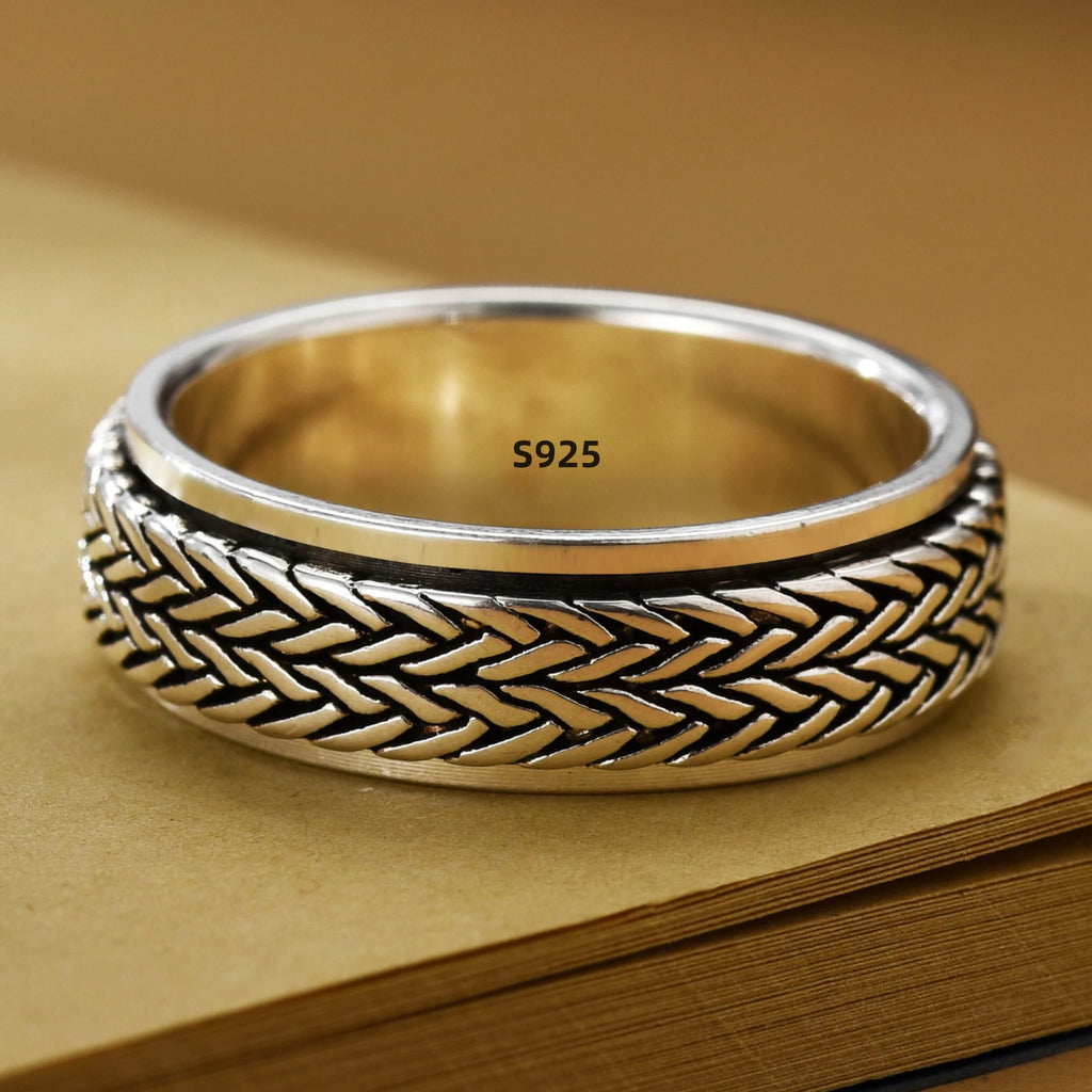 Fashion Simple S925 Sterling Silver Ring Elegant Rotating Rings for Stress Management and Fashion Enthusiasts Creativity Jewelry