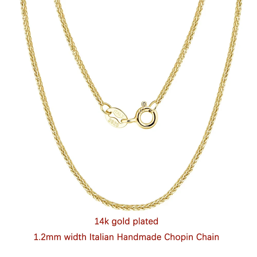 Rinntin 925 Sterling Silver Italian Handmade 1.2/1.6/2.0mm Chopin Chain Necklace for Women Fashion Basic Neck Chain Jewelry SC53
