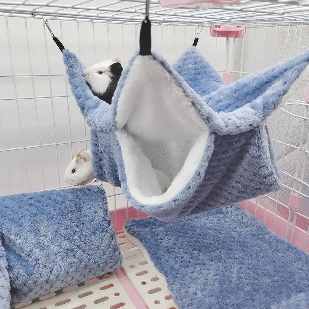 Hamster Nest Winter Bed House Shed Hanging Hammock Cage Tunnel Plush Hideaway for Hamster Guinea Pigs Sugar Small Pe H8z6