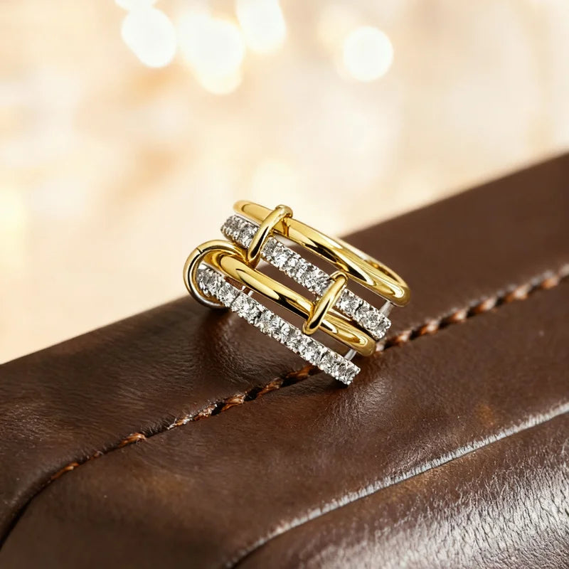 925 Sterling Silver Luxury Gorgeous Versatile Three Interlock Zircon Ring For Women Daily Life Fashion High Quality Fine Jewelry