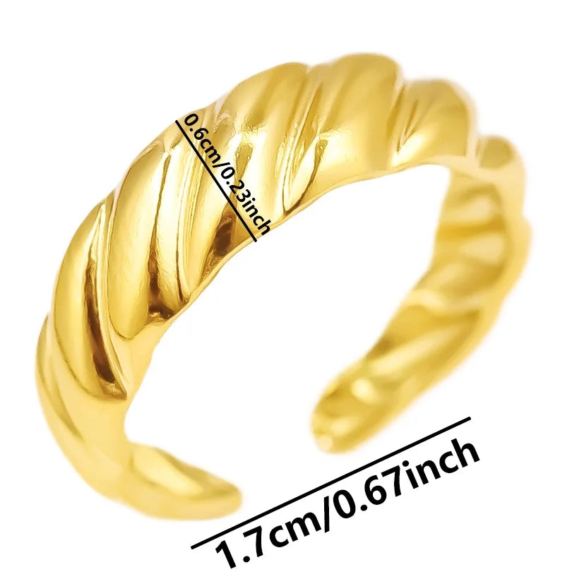 1pcs Classic Tiger Eye Real Stone Open Adjustable Stainless Steel Rings For Women Men Accessories Gold Color Finger Jewelry Ring