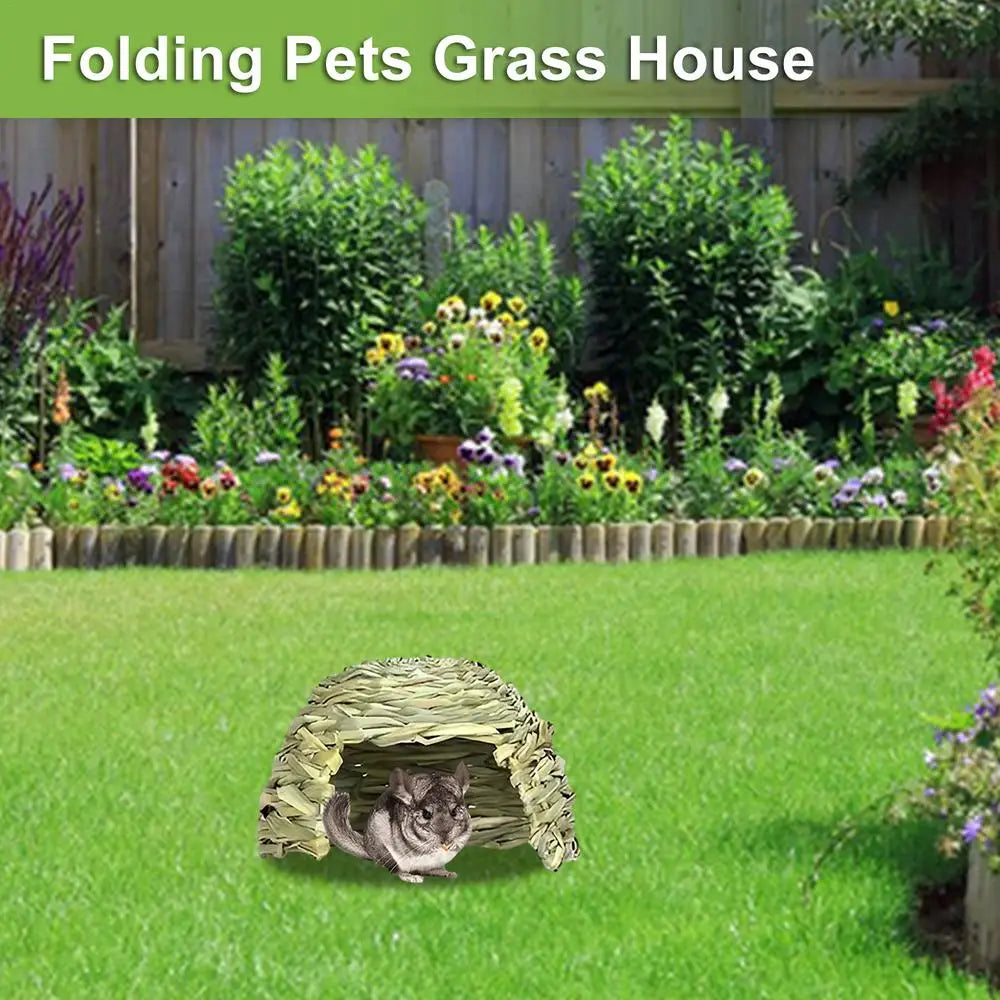 Grass House For Rabbits Folding Beds Guinea Pig Hideouts Small Animal Play Hideaway Bed Habitat Decor Hay Bed Playhouse For